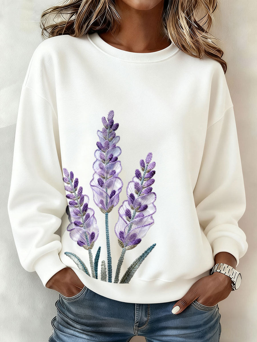 Kvinders Alzheimers bevidsthed kunst lilla blomster trykt sweatshirt