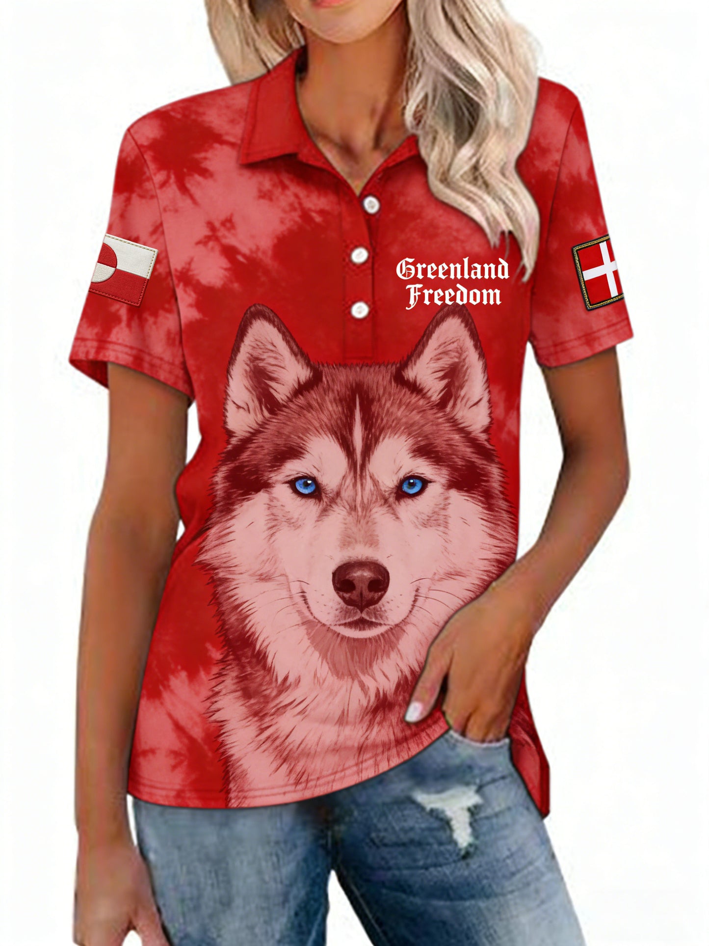 Kvindernes danske Grønland Hund Grønland Free Element Art Print Polo.