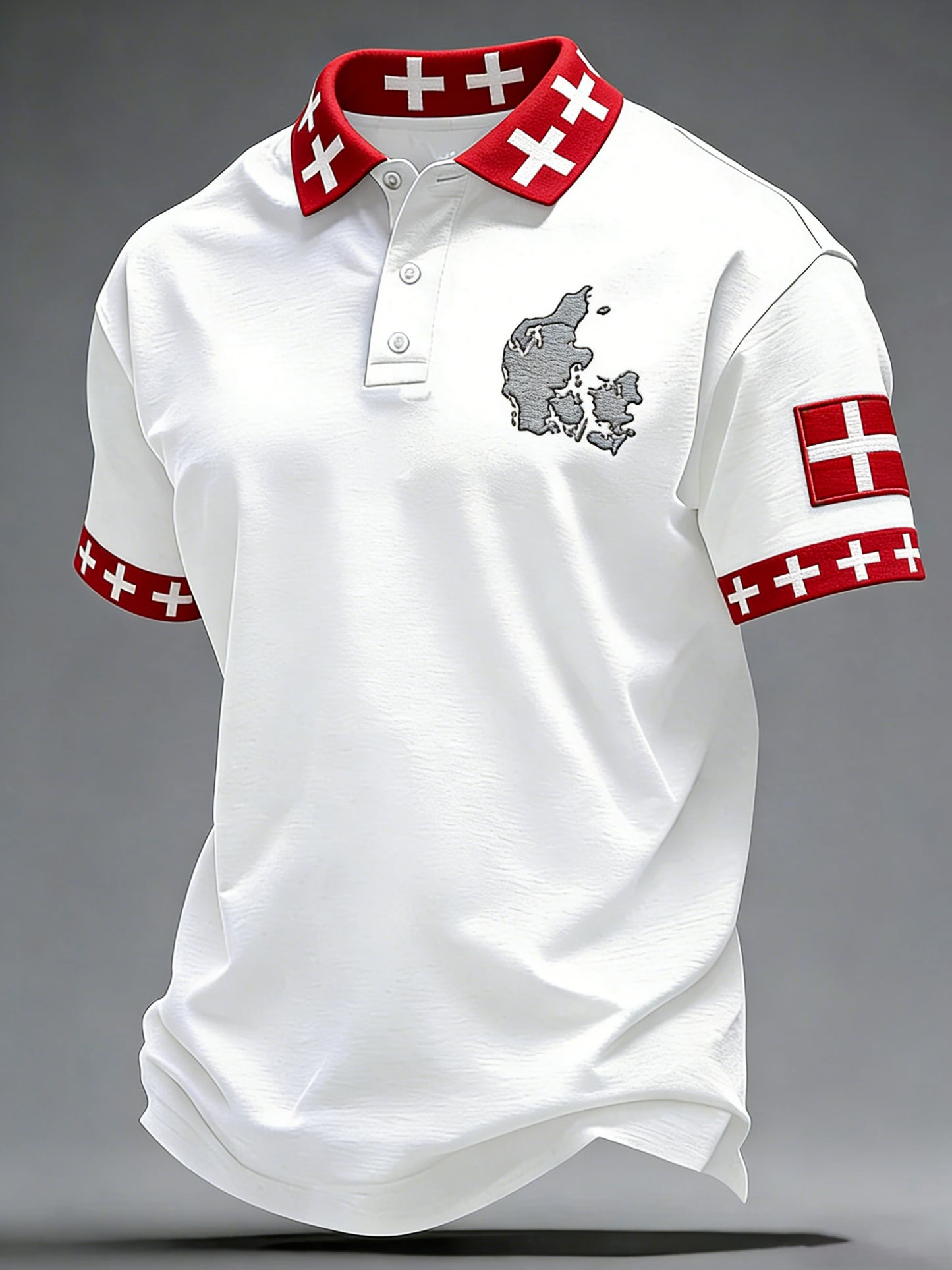 Mænds dansk camouflage kunstprint paneler polo