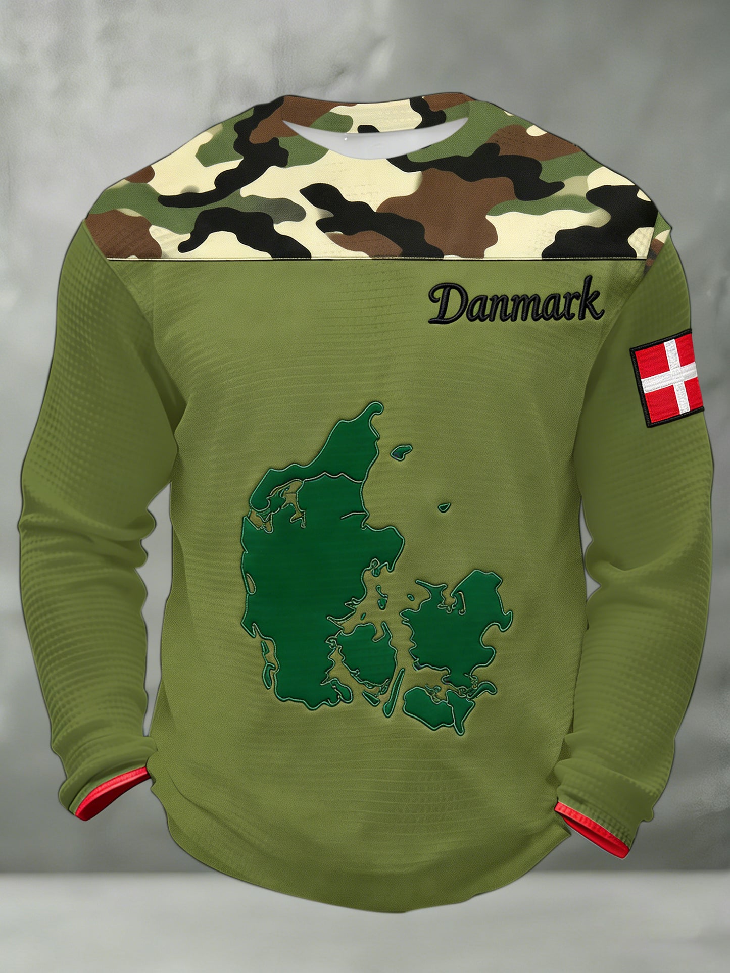 Mænds dansk camouflagestil kunstprint t-shirt