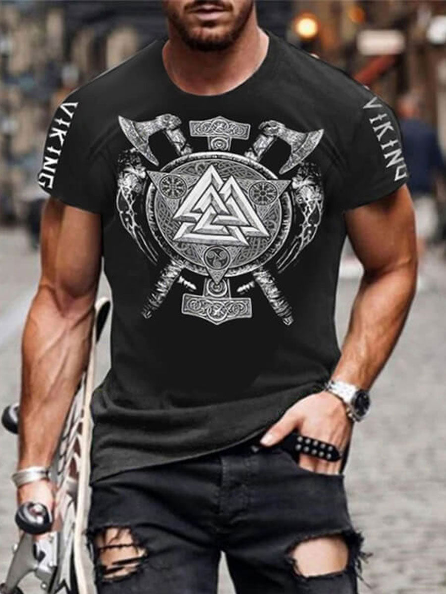 Mænds vikinge stil Odin trykt T-shirt