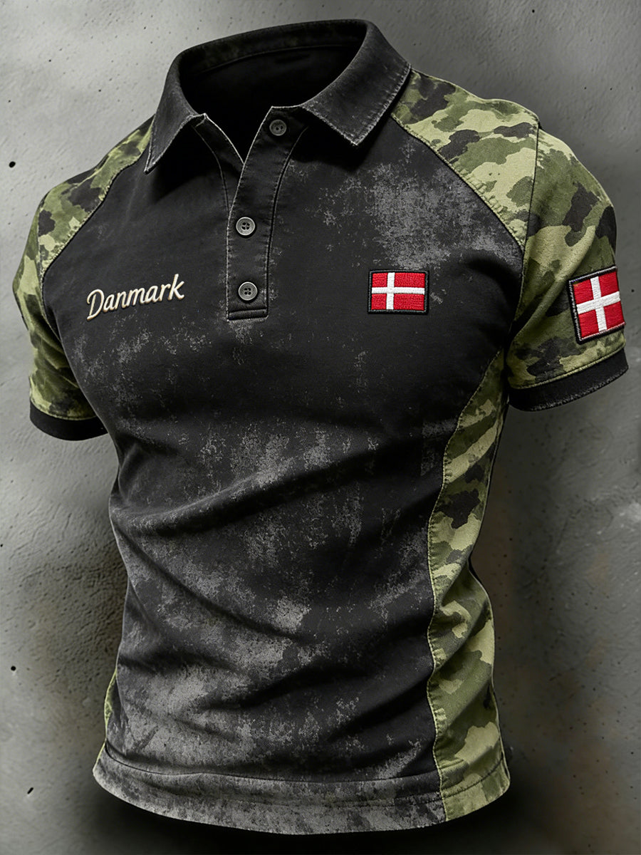 Mænds bekymrede camouflage Print Polot skjorte