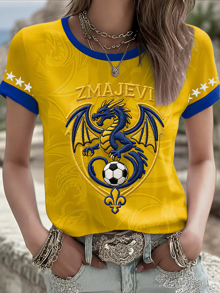 Kvinders Bosnien ZMAJEVI Fodboldfan Printet T-shirt