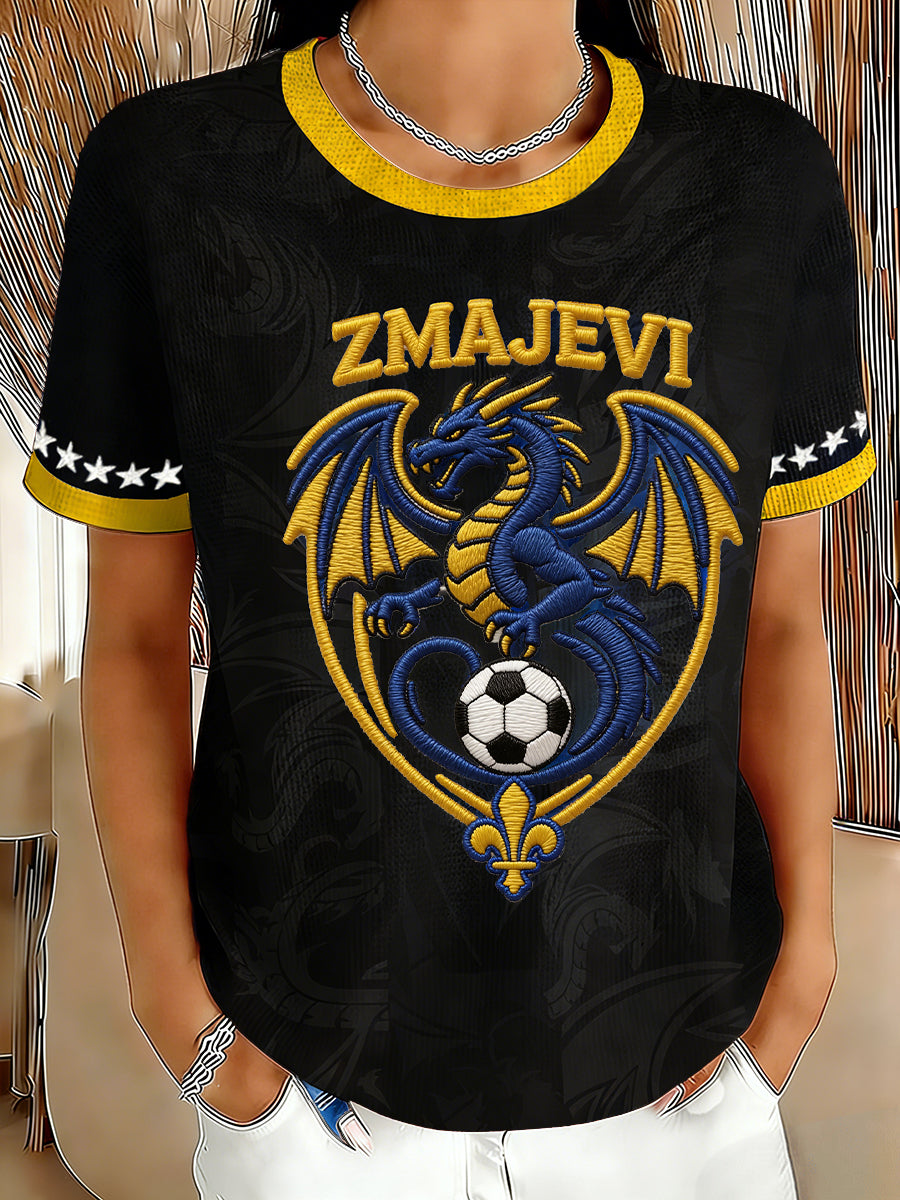 Kvinders Bosnien ZMAJEVI Fodboldfan Print Vaffeltoppe