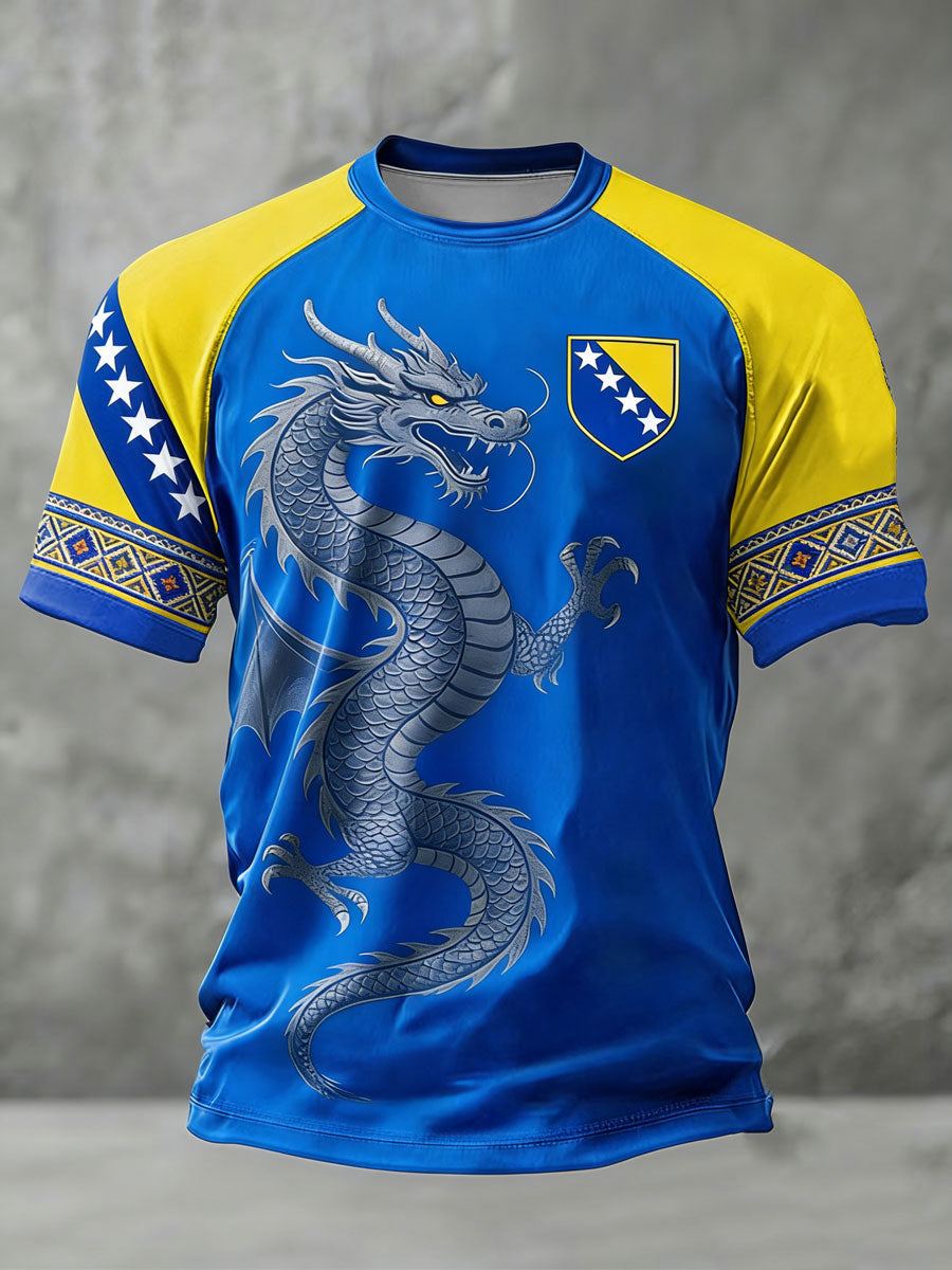 Herrer Bosnien ZMAJEVI Fodboldfan Printet kortærmet t-shirt