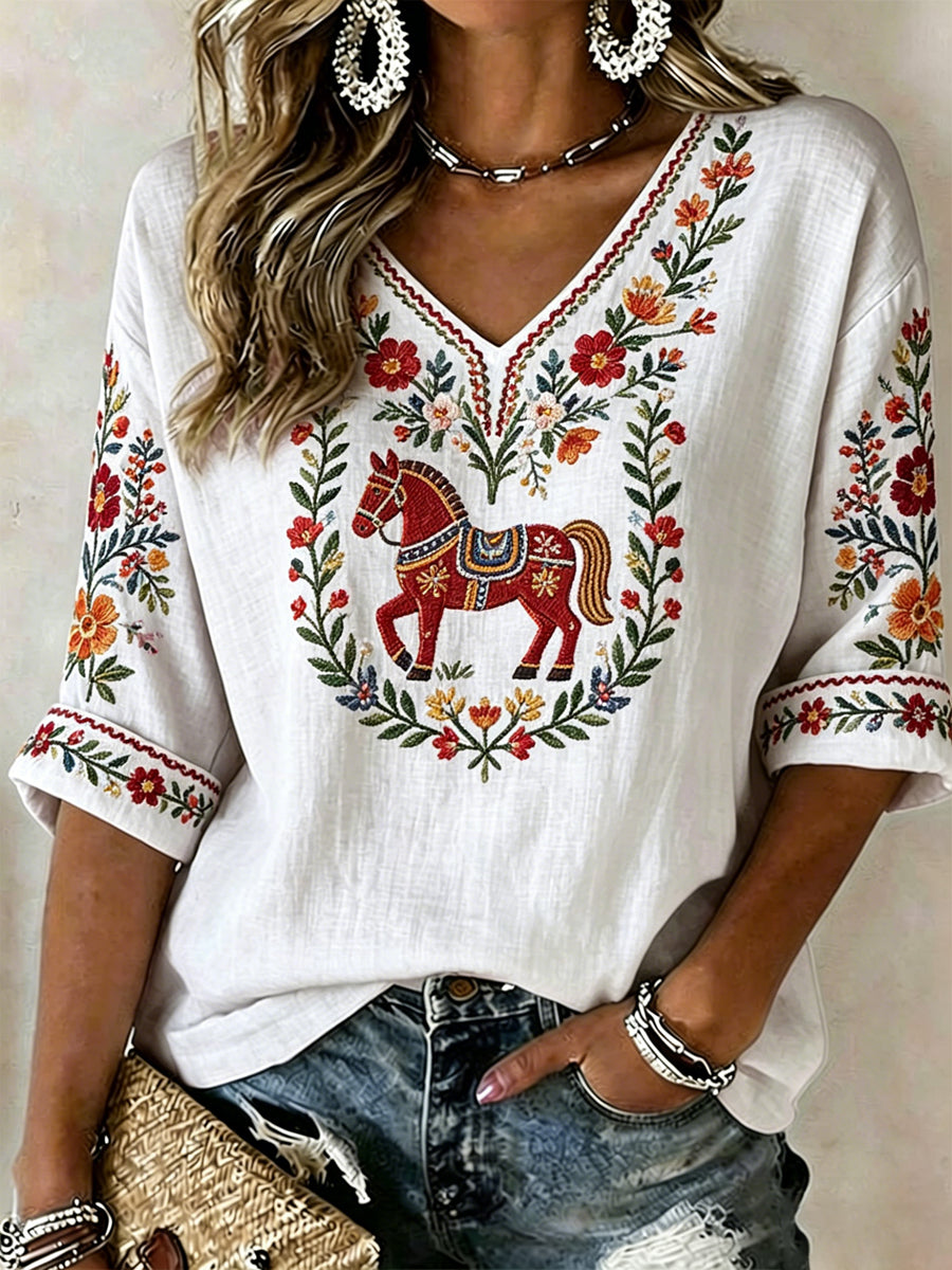 Kvinders svensk midsommer Print Casual T-shirt