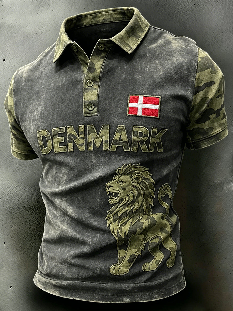 Mænds lidt camouflage Løve Print Polo skjorte