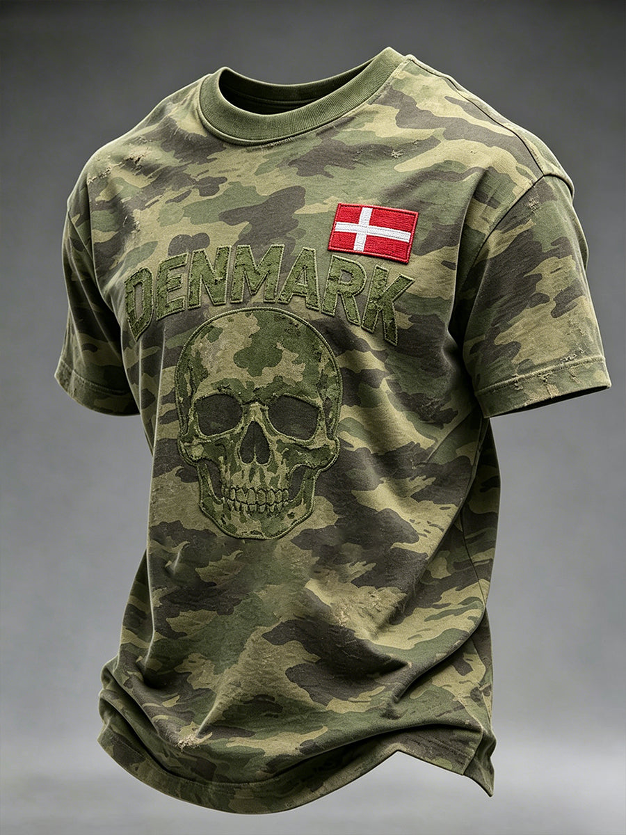 Mænds lidt camouflage Løve Print kortærme T-shirt