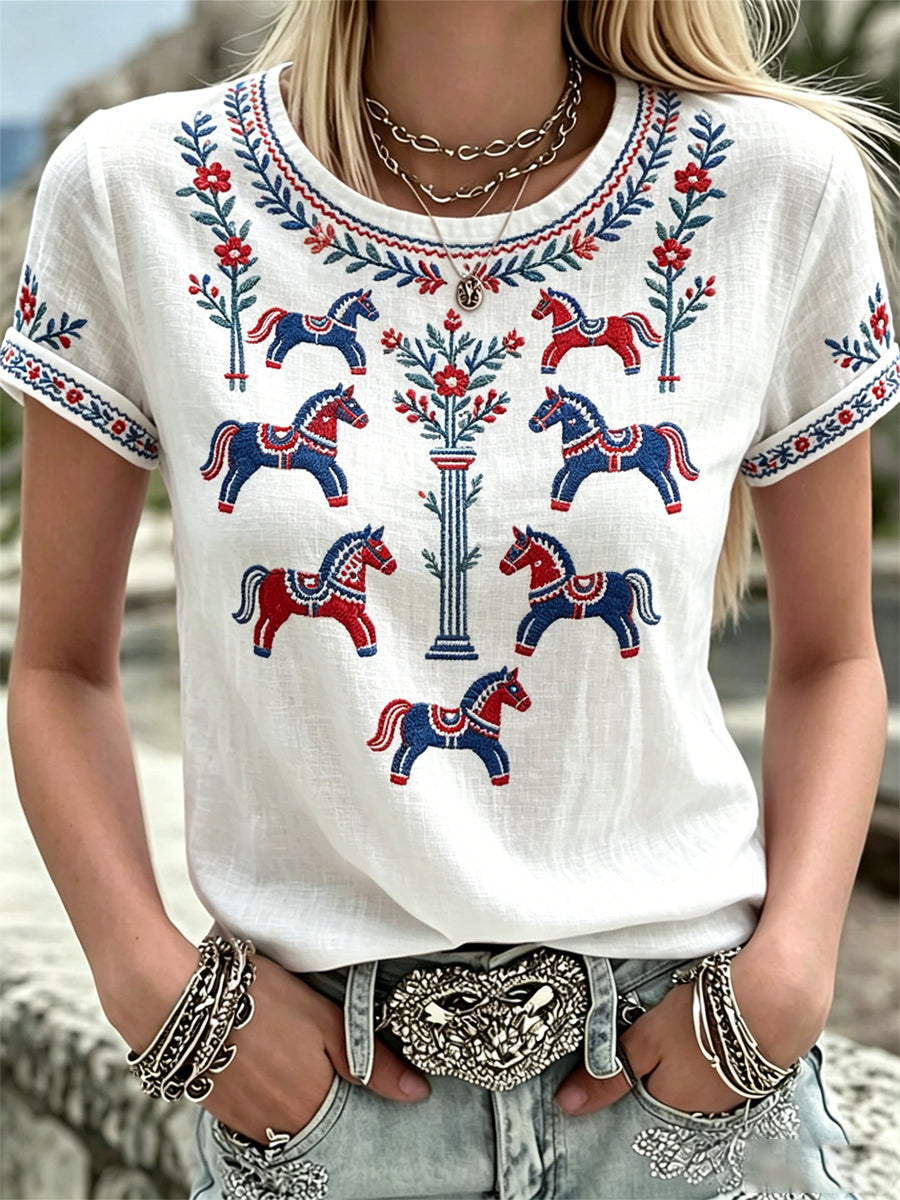 Kvinders svenske midsommer Print Casual T-shirt