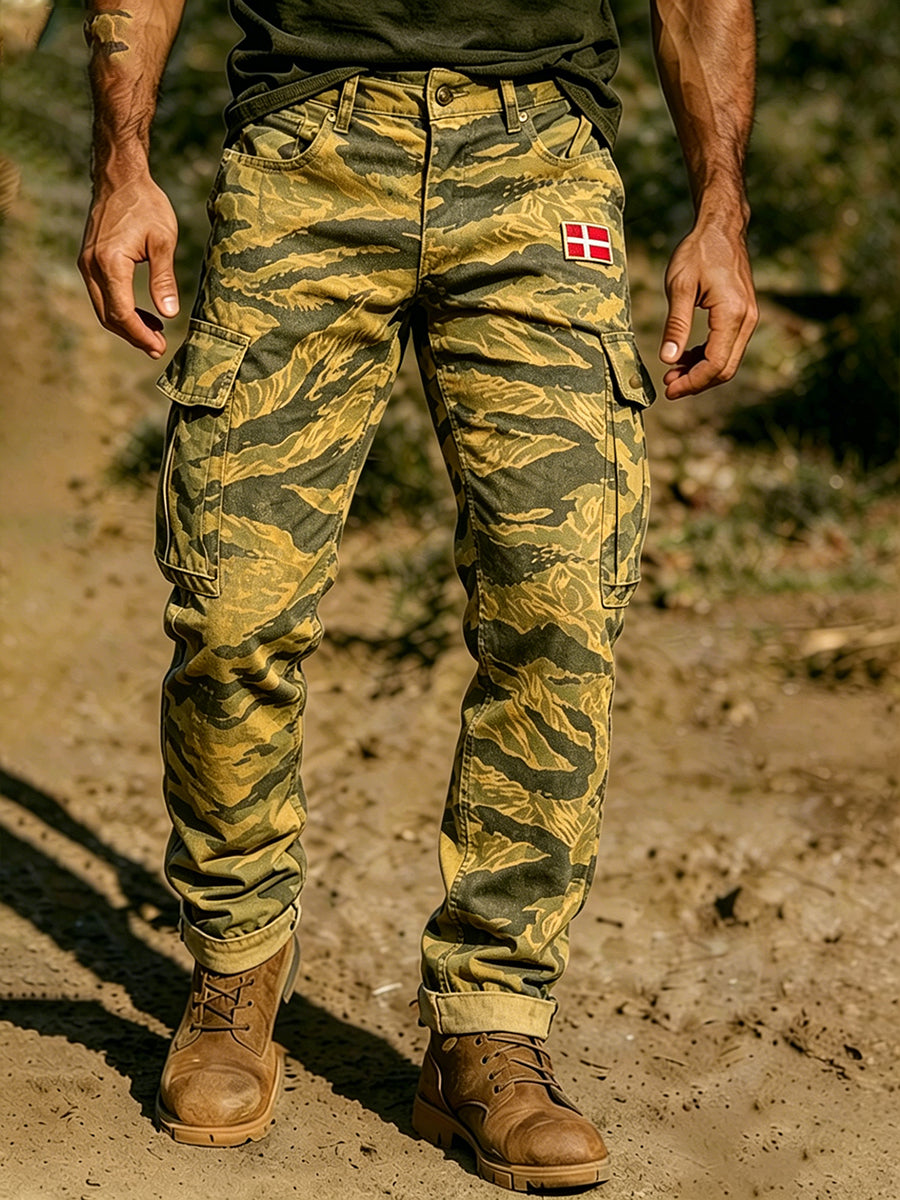 Mænds slidte camouflageprint lastbukser