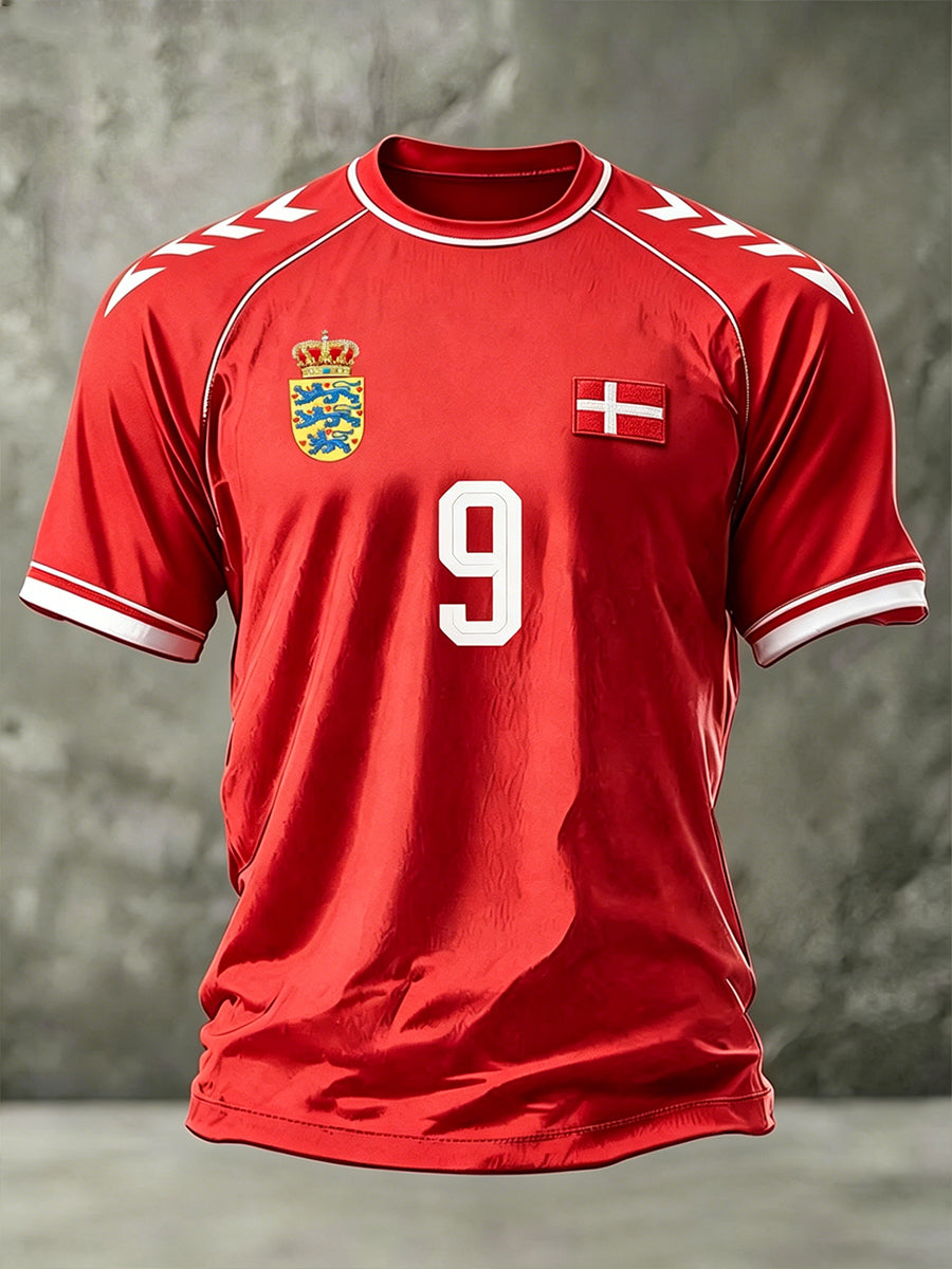 Mænds Raglan T-shirt med fodboldtema print