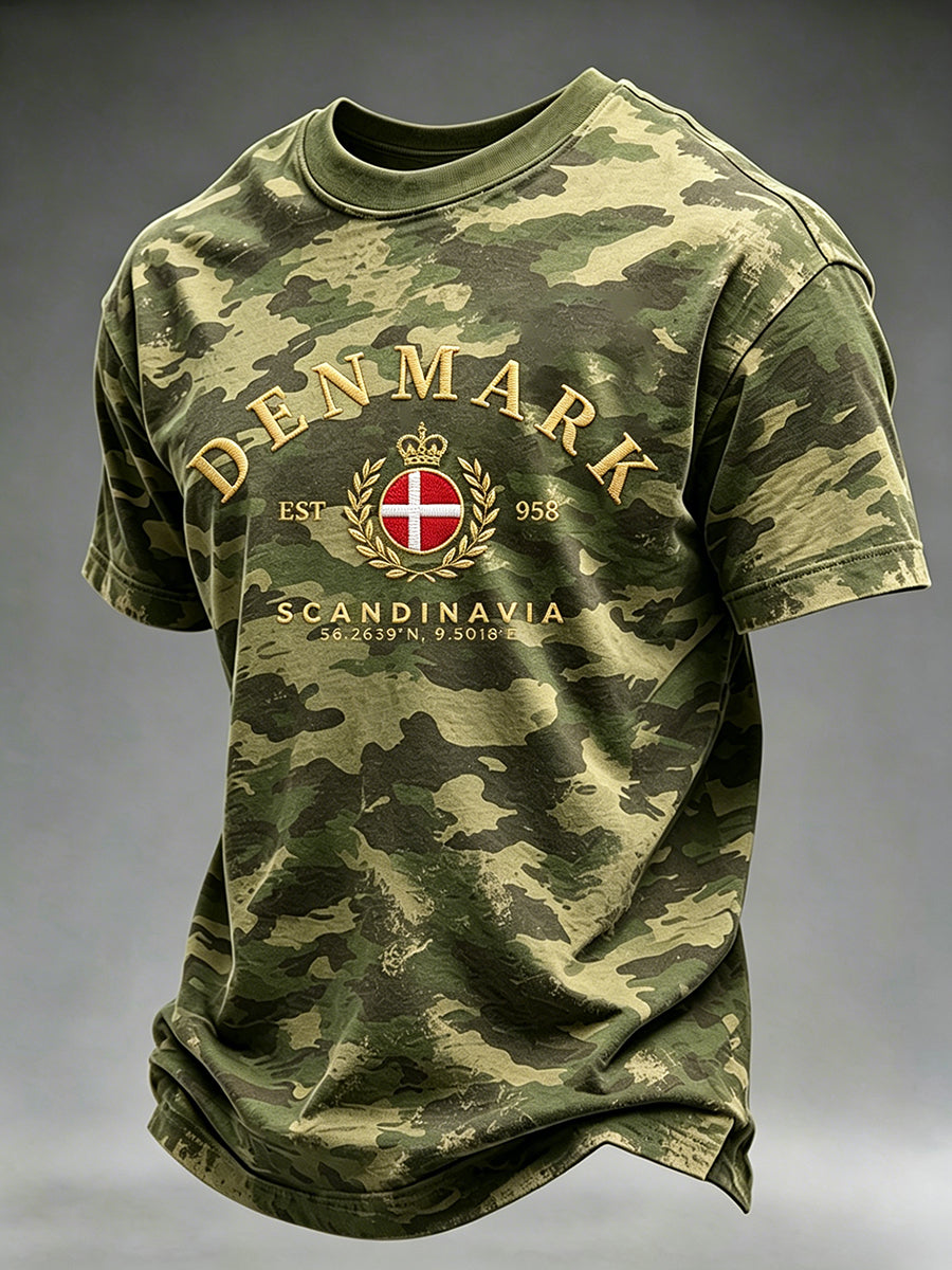 Mænds slidt camouflageprint t-shirt