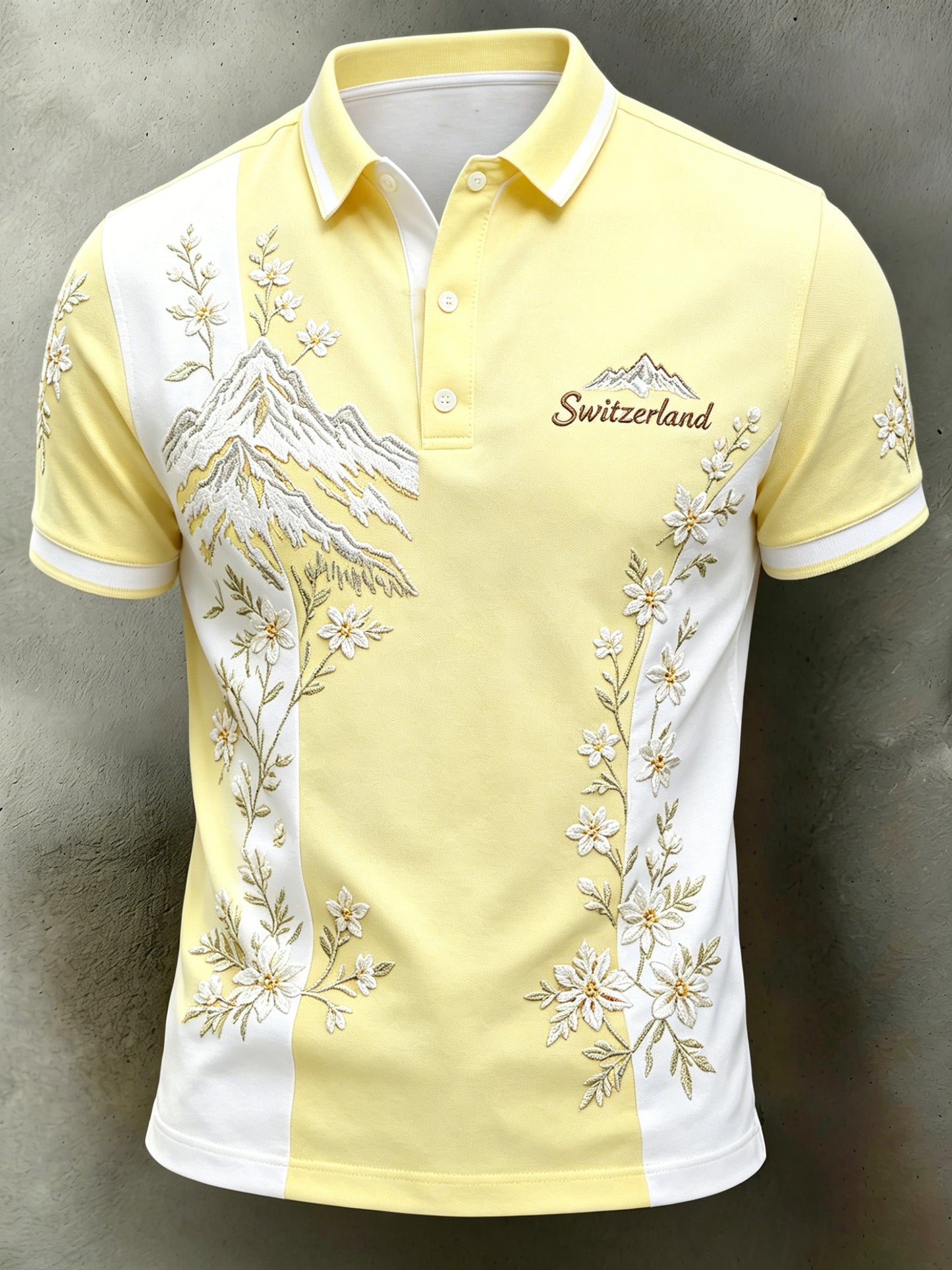 Herrers Alperne-kunstprint polo med korte ærmer