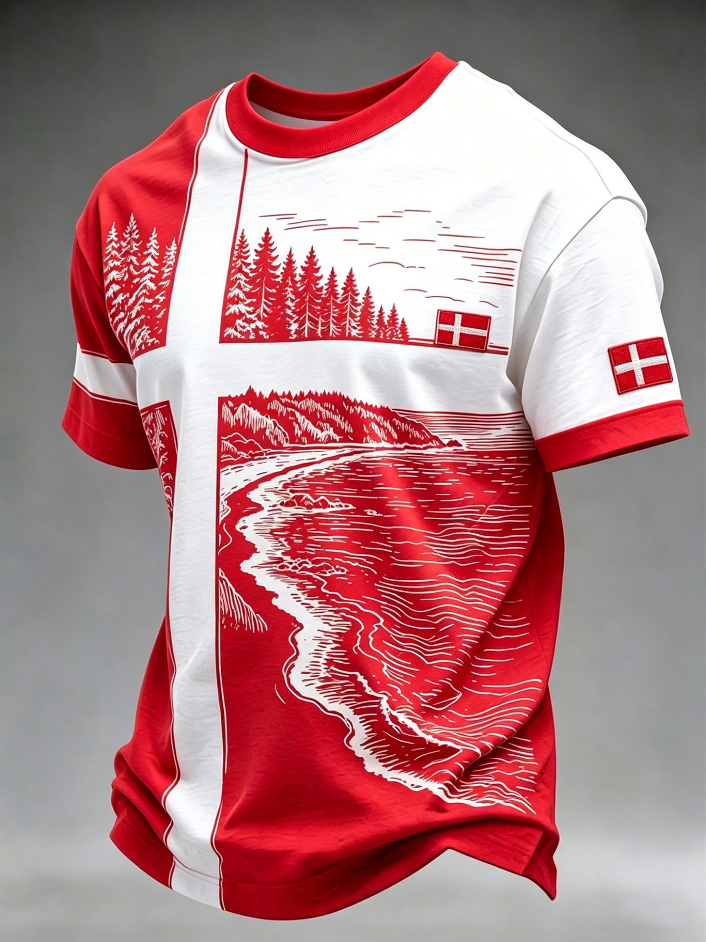 Mænds ferie-tema trykt Casual T-shirt