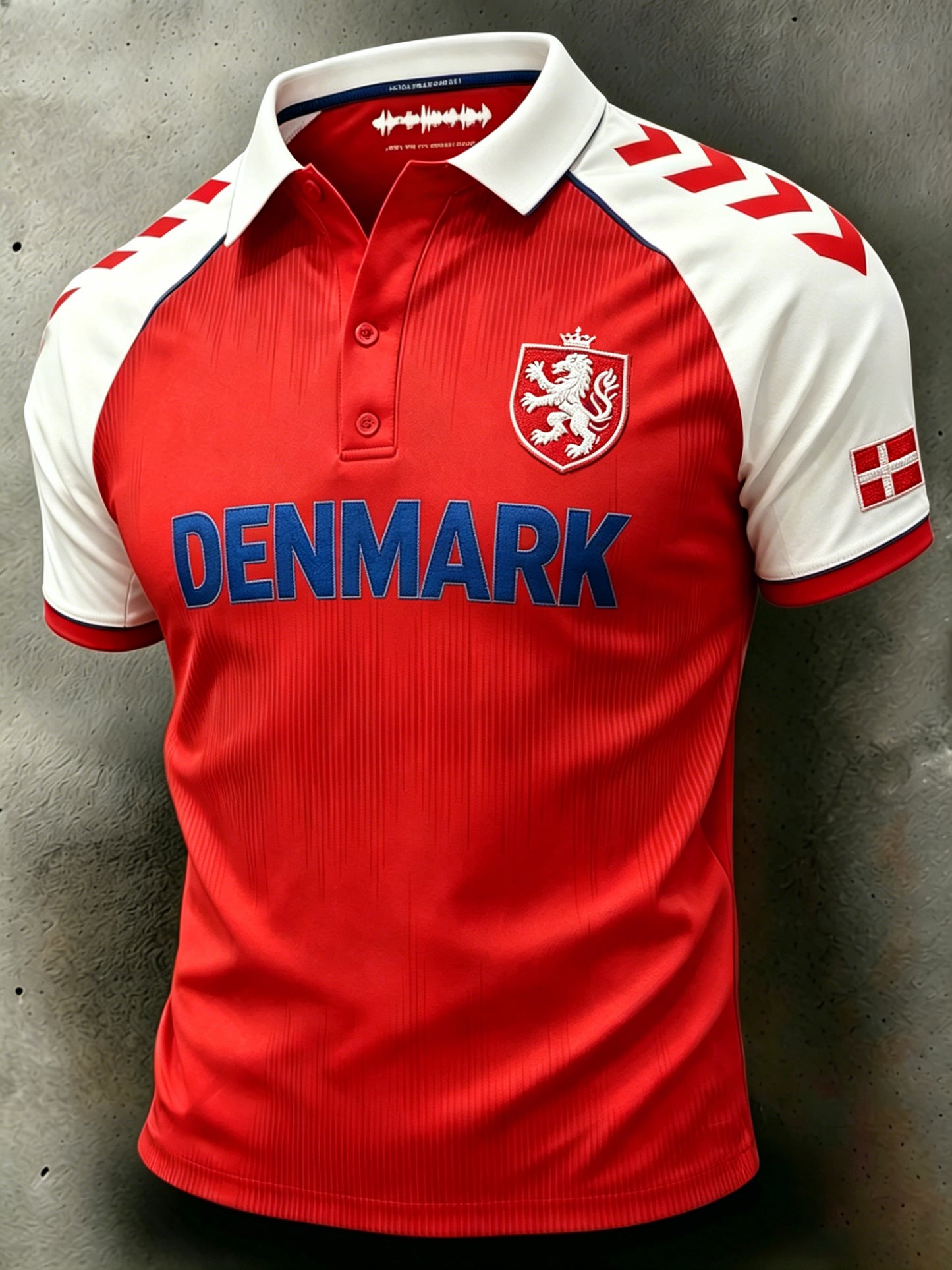 Herrefodboldtrøje i jersey-stil med print og raglanærmer – poloshirt