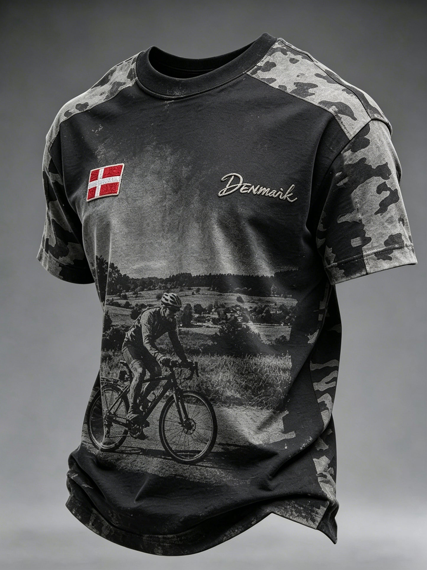 Mænds slidt camouflageprint afslappet t-shirt