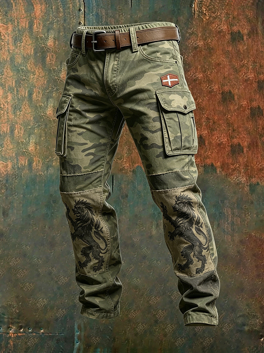 Mænds nødstedte camouflage-Print Cargo Buks
