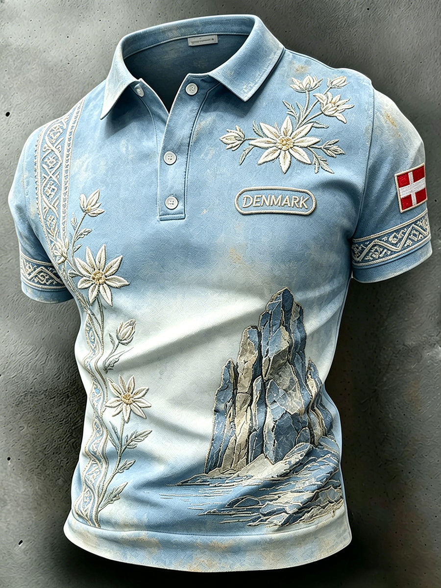 Mænds Casual Resort Polo skjort med Scenic Gradient Print