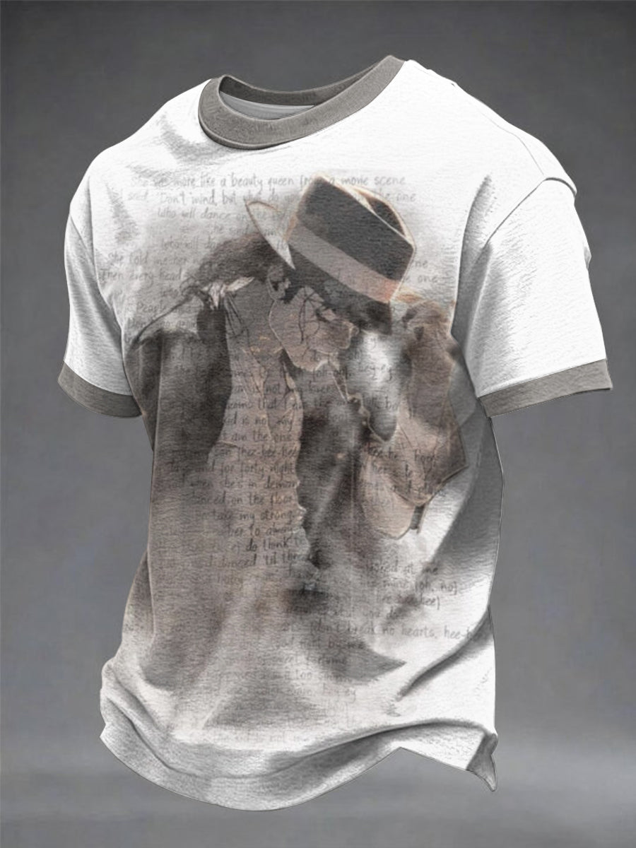 Mænds popmusik-karakter printet t-shirt