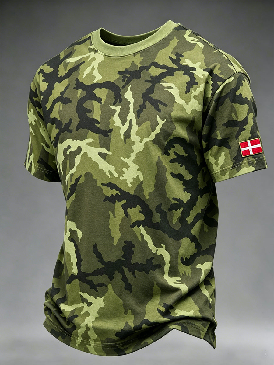 Mænds camouflage-Print kortærme T-shirt