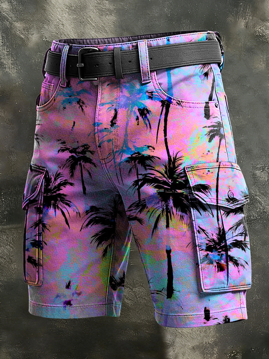 Mænds retro ferie, business, kunstprint, afslappede shorts