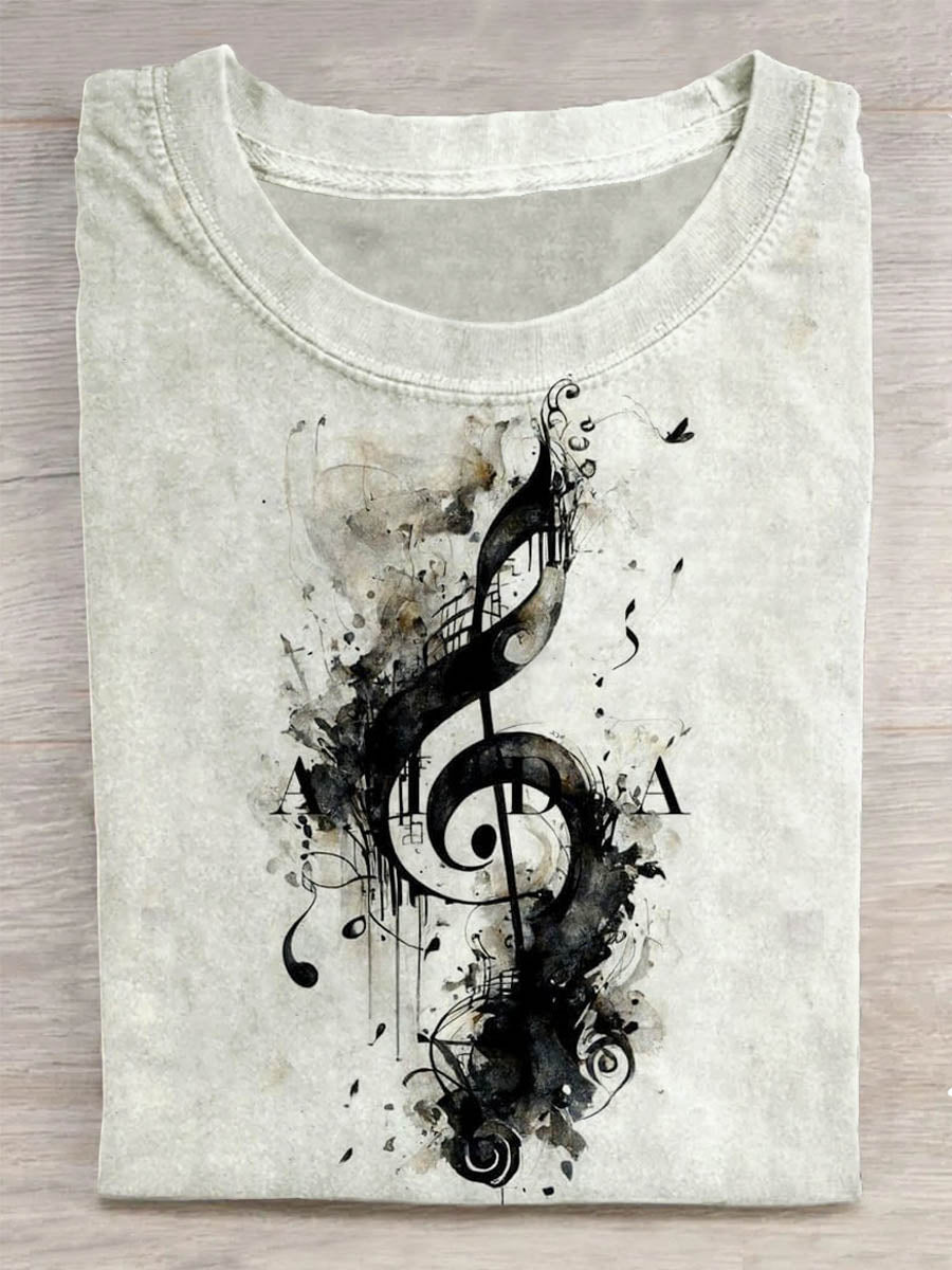 Unisex Abstrakt musikal note udskriver design T-shirt