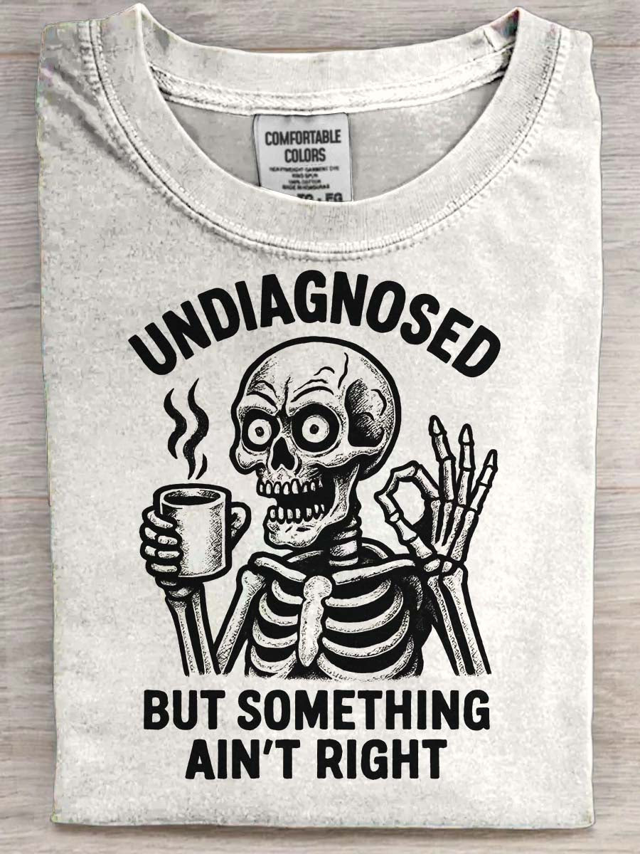 Ikke-diagnosticeret Skull Print Casual Short-Sulve T-shirt
