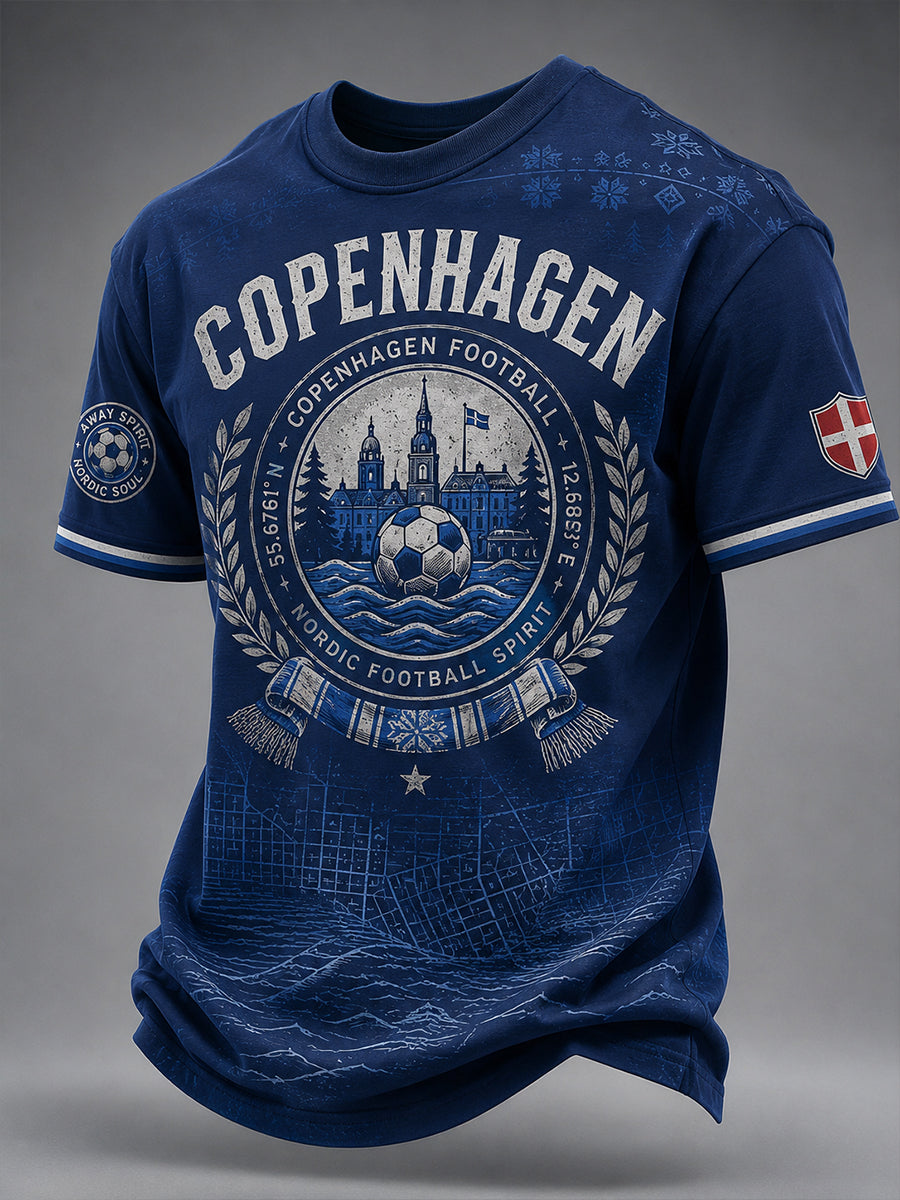 Mænds kortærmede T-shirt med fodbold print