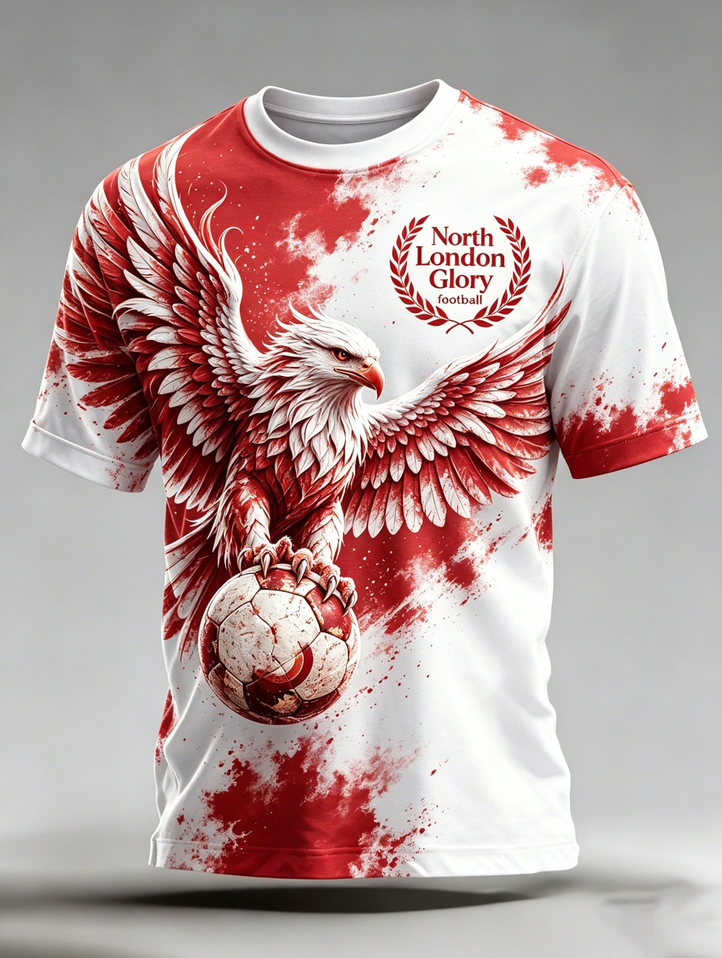 Mænds fodbold jubel kunst print T-shirt