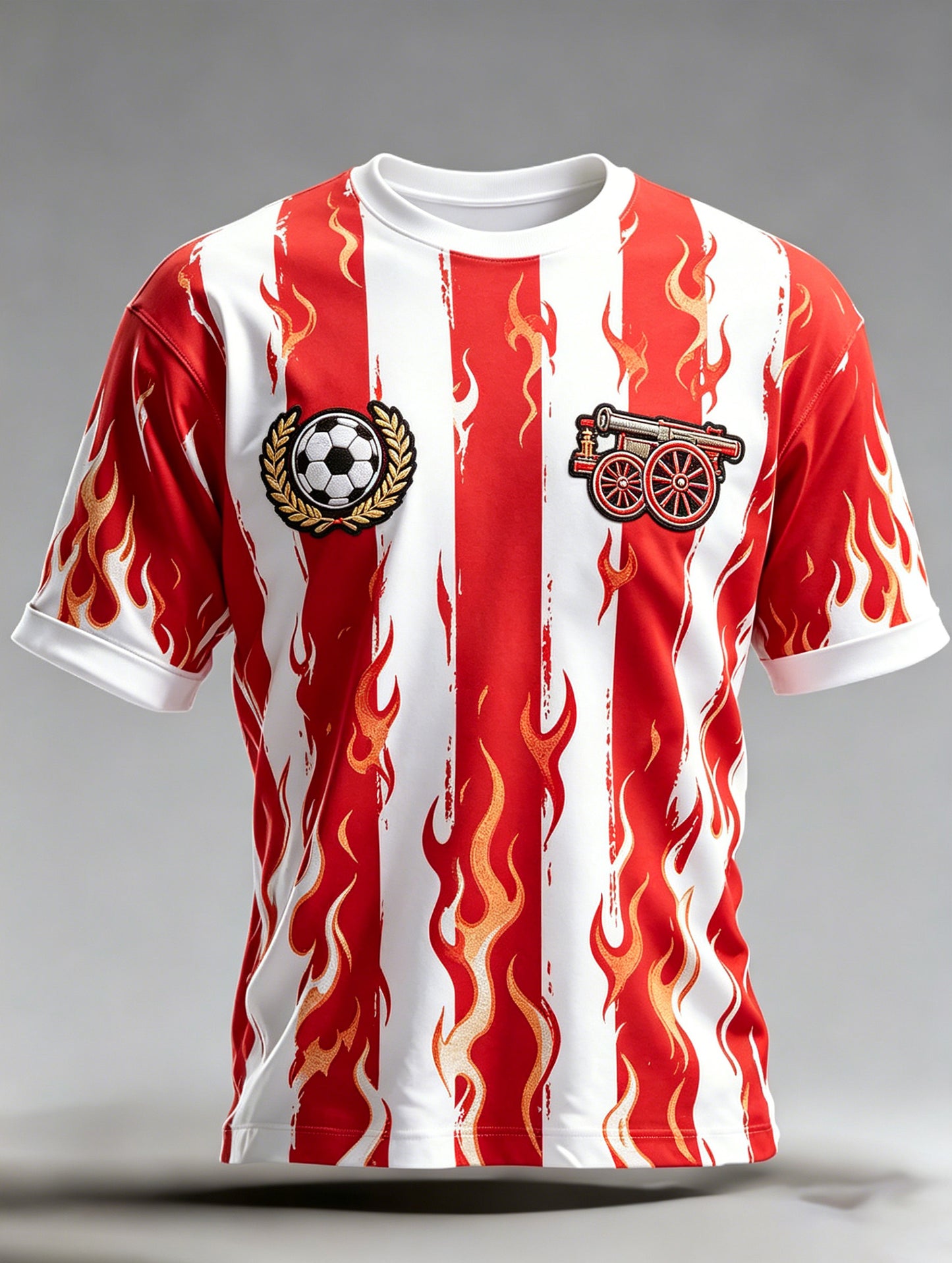 Herre fodbold heppende kunsttryk t-shirt