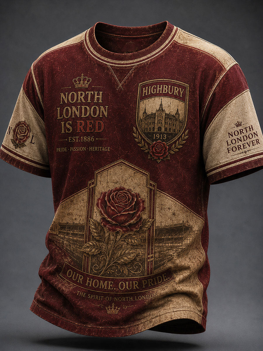 Herrernes Highbury-stolte fodboldelsker-T-shirt med nordlondoner-motiv