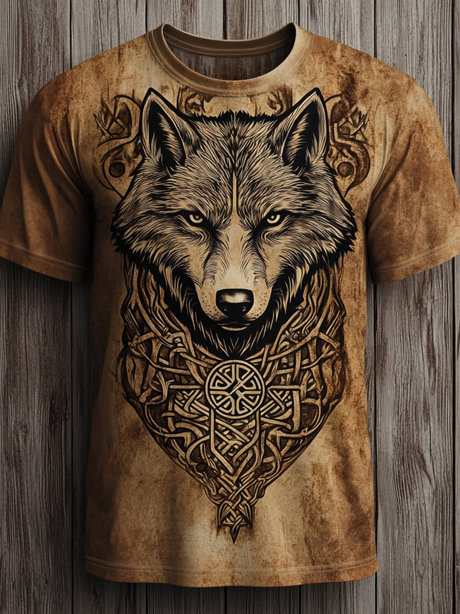 Mænds Viking Wolf Totem T-shirt