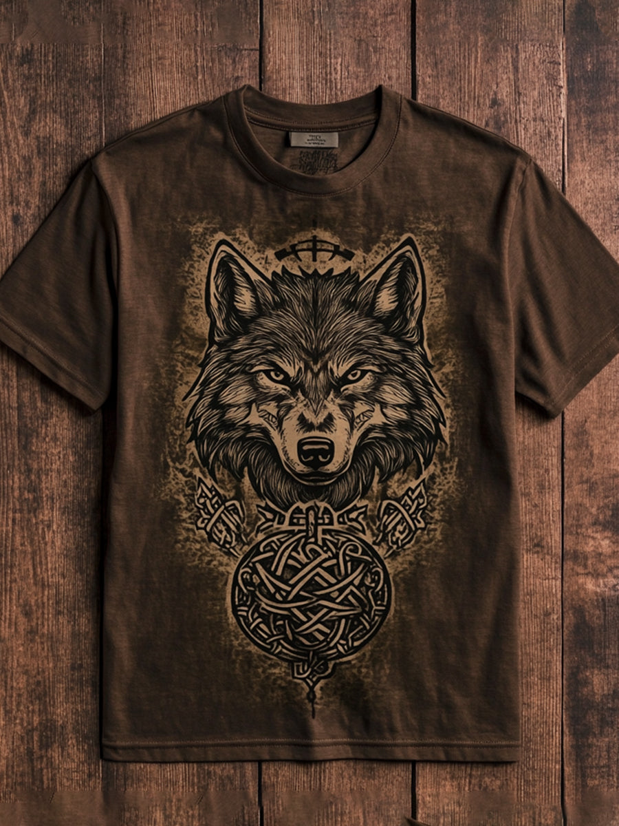 Mænds Viking Wolf Totem T-shirt