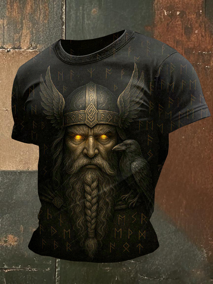 Mænds vikinge Tema trykt Casual T-shirt