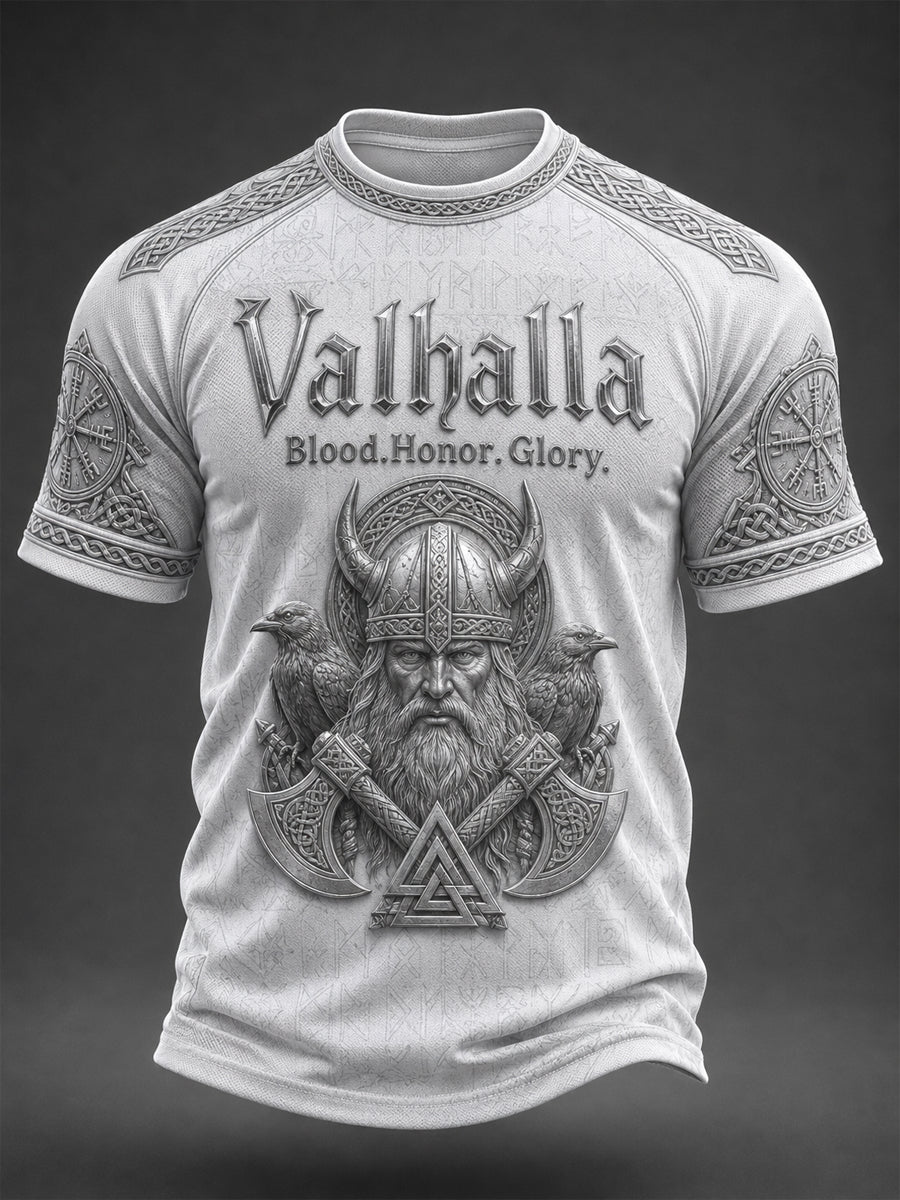 Mænds Valhalla printet casual t-shirt med korte ærmer