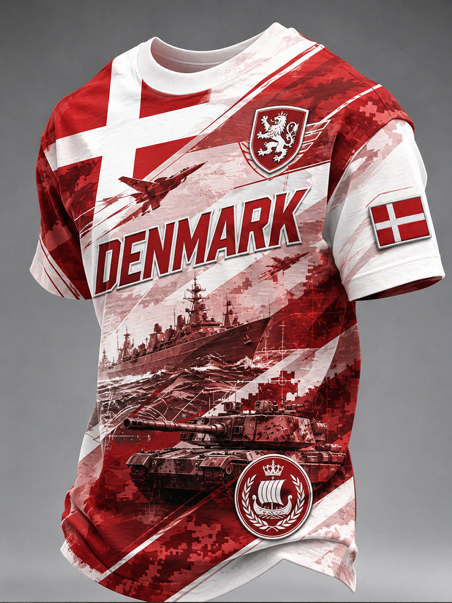 Mænds retro militær camouflageprint t-shirt med korte ærmer