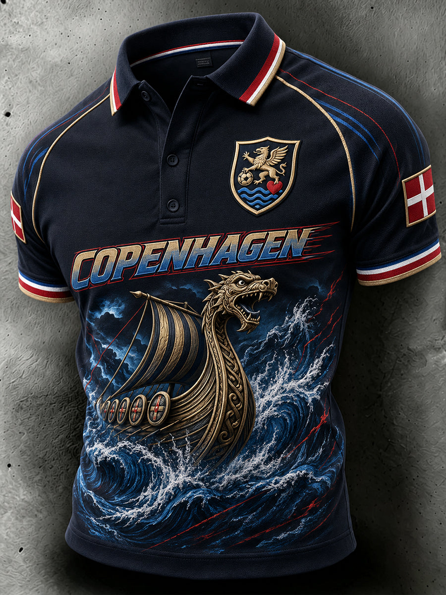 Herre-Fodboldskjorte med Korte Ærmer fra Copenhagen, Danmark