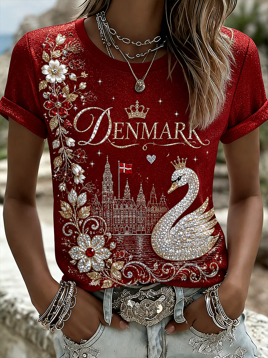 Kvinders kortærmede T-shirt med Gemstone Sequin Print