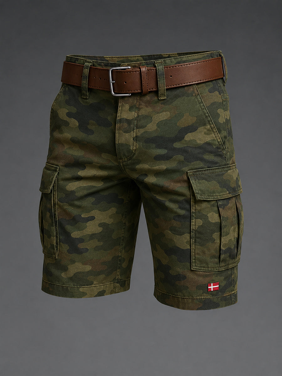 Mænds retro camouflageprint korte lastbukser