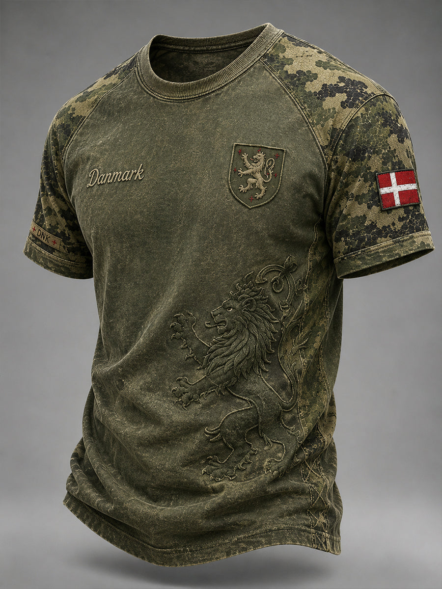 Mænds lidt camouflage Løve Print kortærme T-shirt