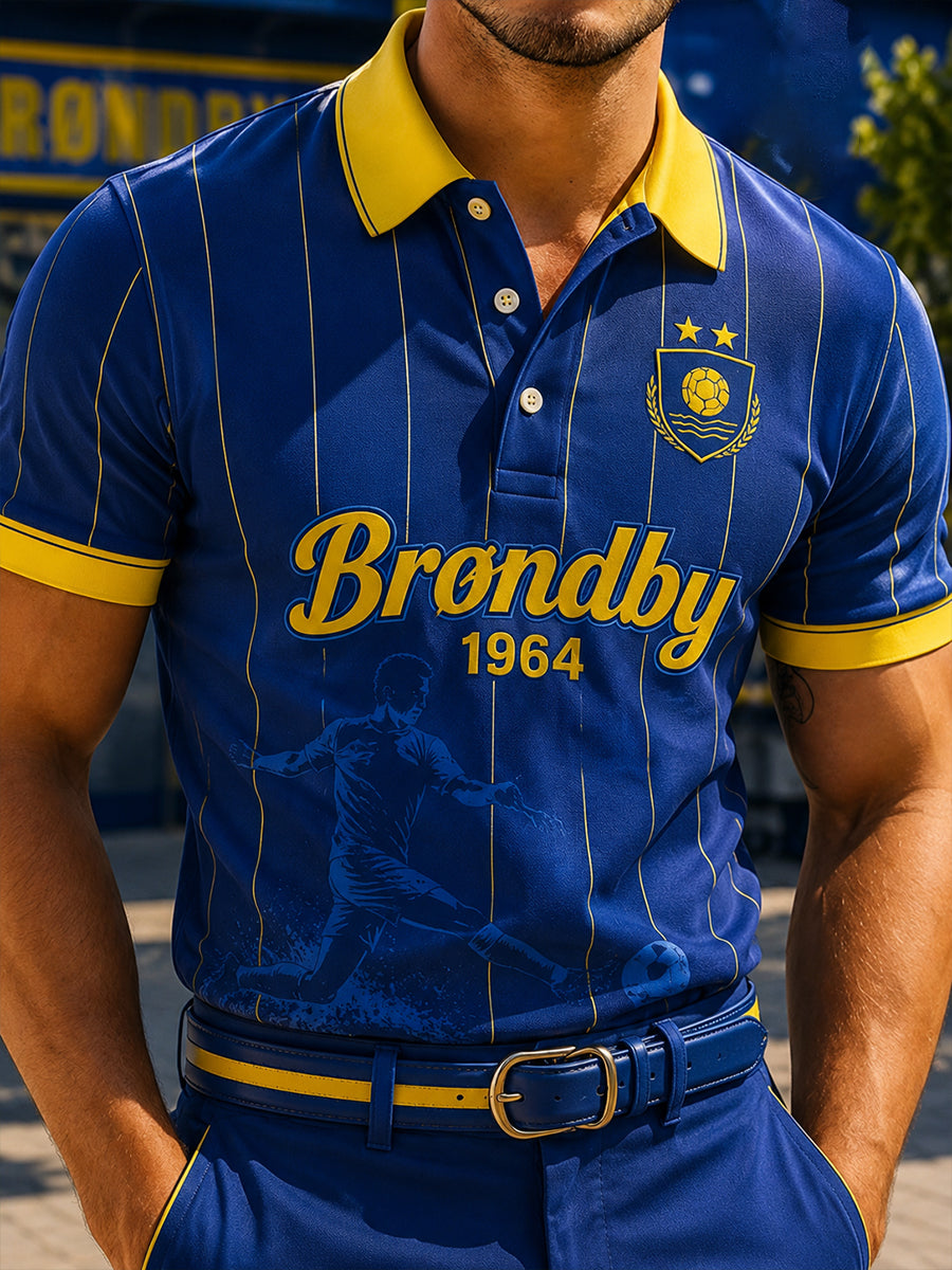 Mænds kortærmede Polo skjorte med fodbold print