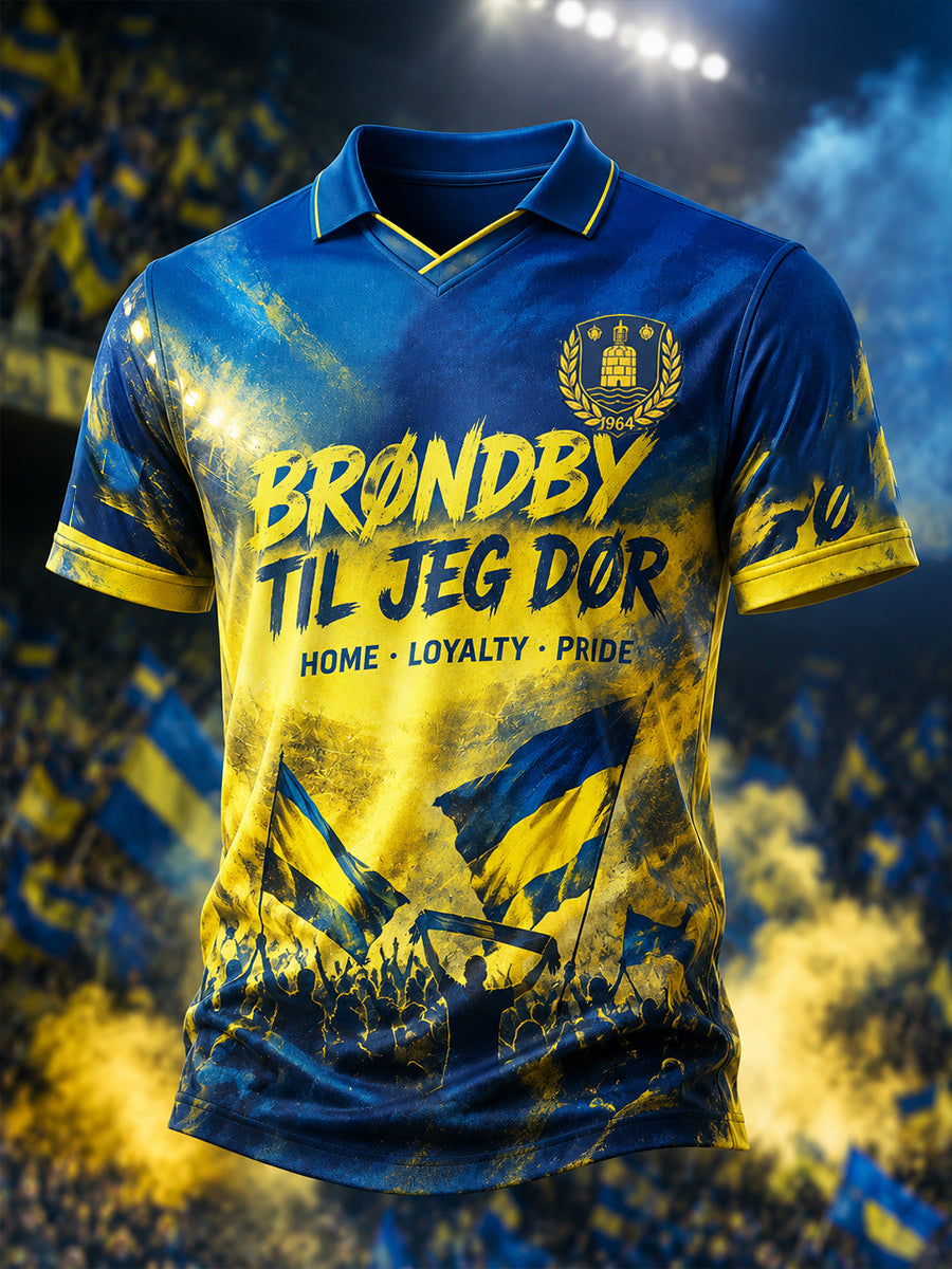 Mænds poloshirt med korte ærmer og fodboldprint