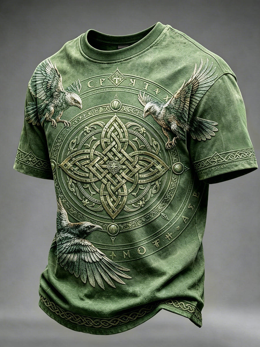 Mænds Vintage Viking Celtic Knud mønster Print Korte ærmer T-shirt