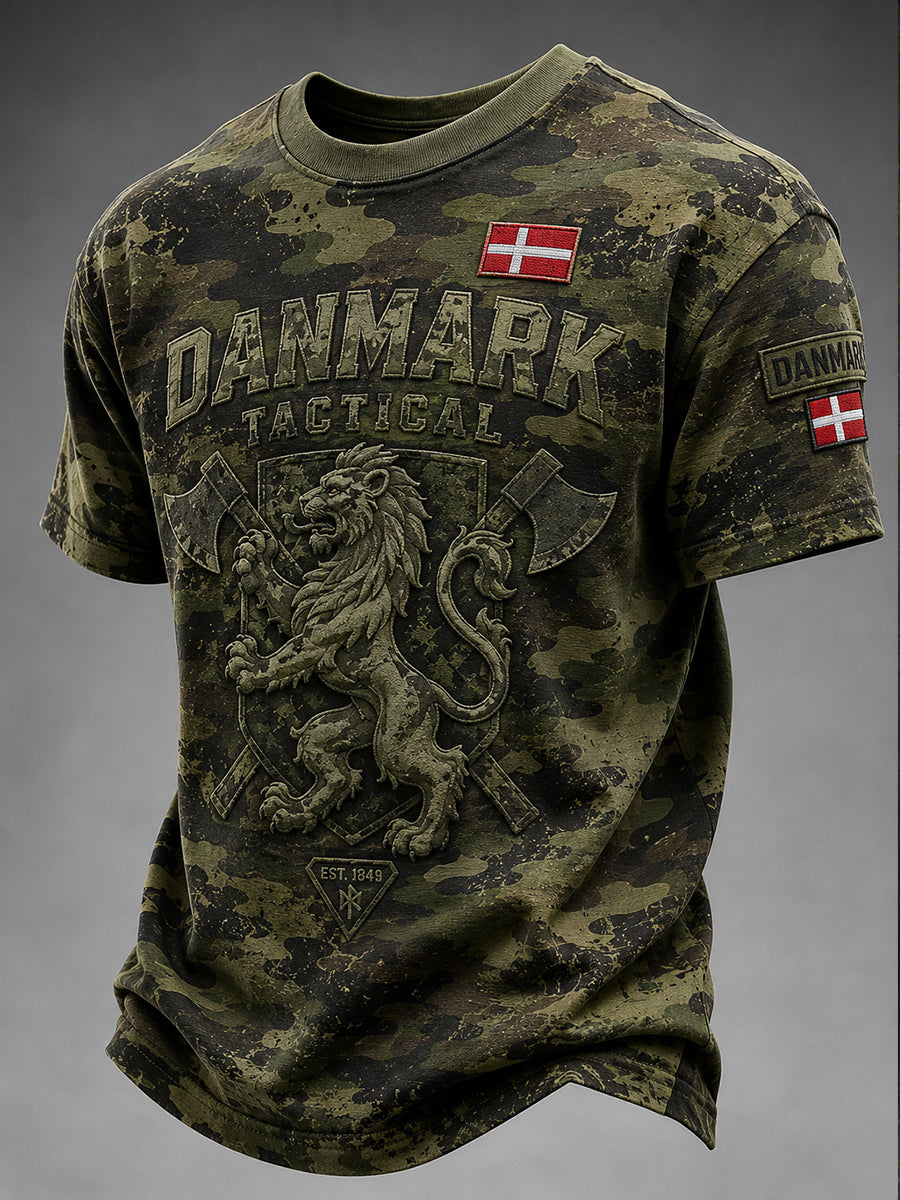 Tactical camouflageprint t-shirt med korte ærmer til mænd