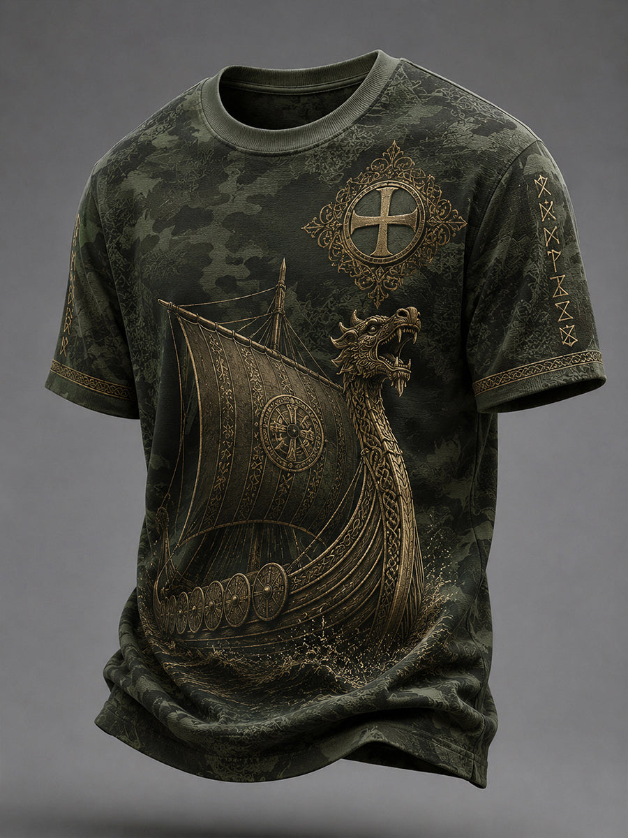 Mænds danske vikinger T-shirt med korte ærmer