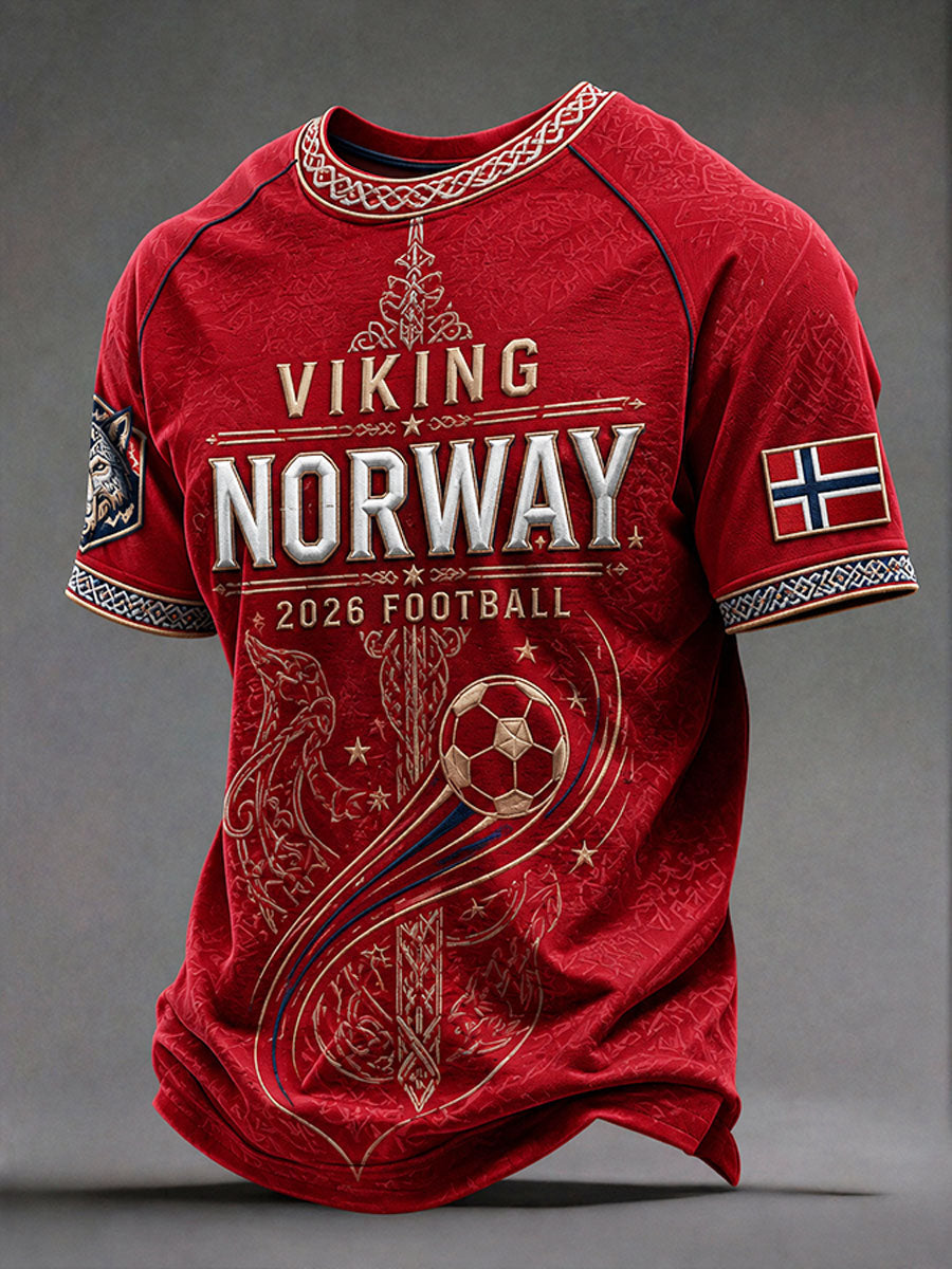 Menns T-skjort til Norge fotballstil 2026.