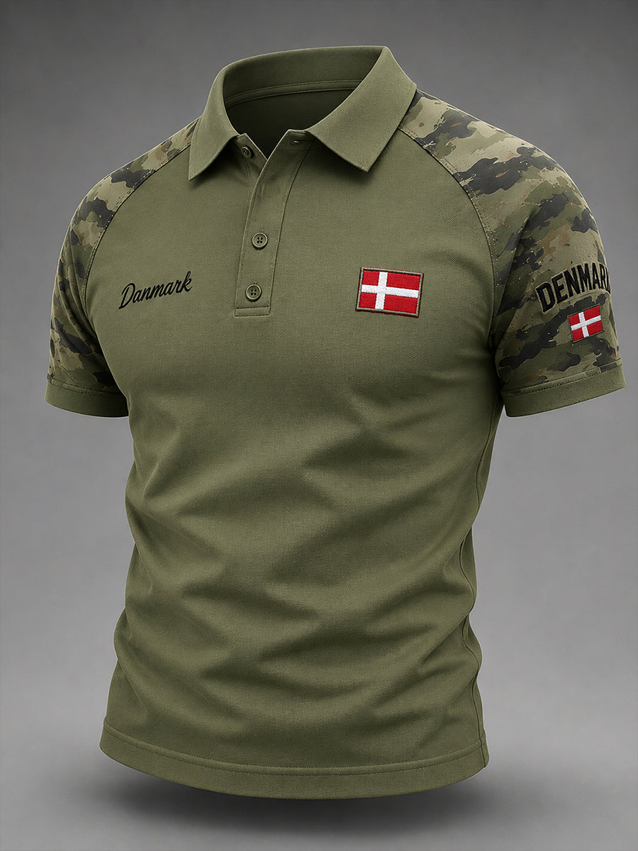 Mænds Retro militær camouflage Print Short-Sleeve Polo skjorte