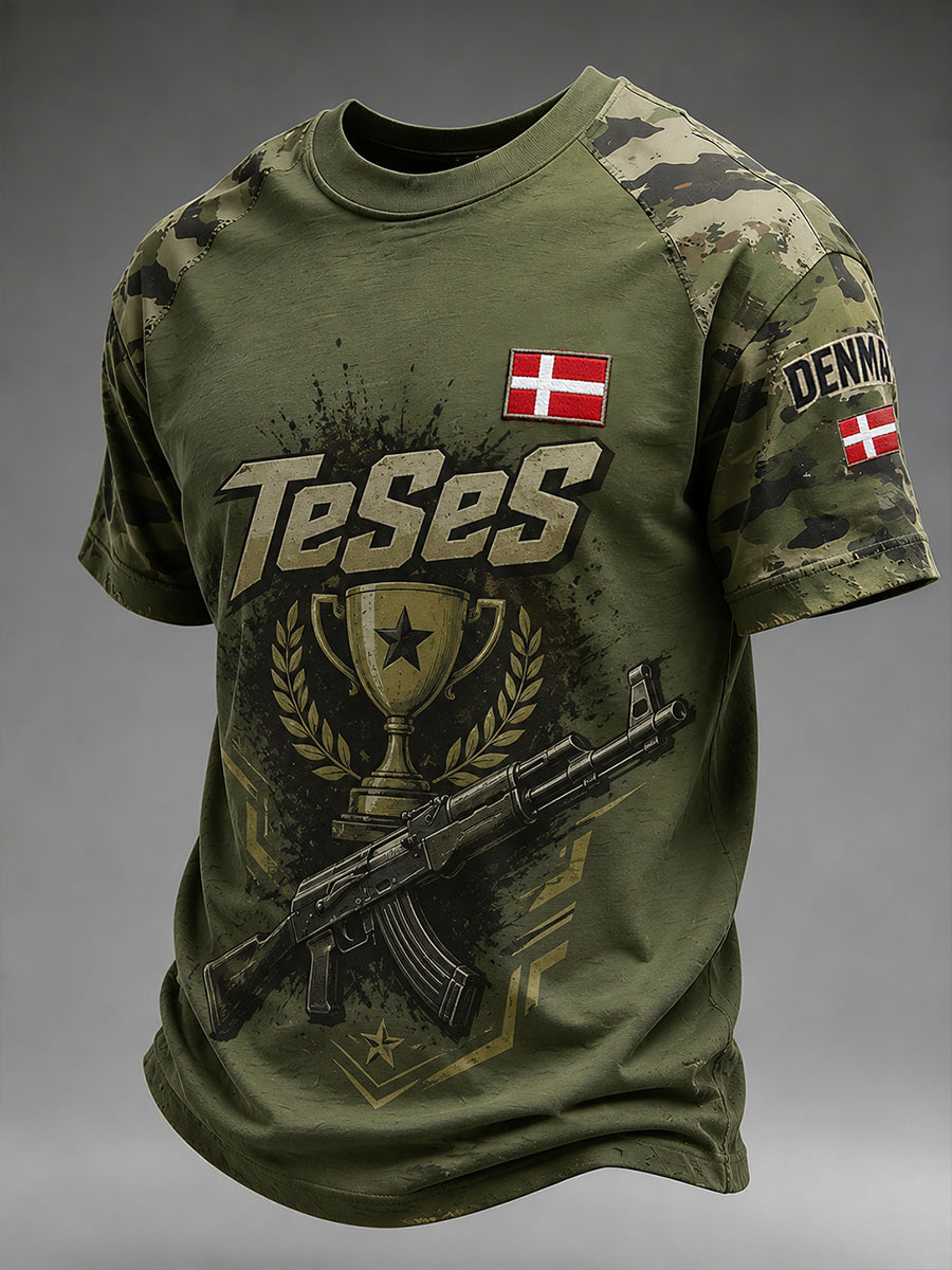 Mænds e-Sports-konkurrence Celebration Print Kortærmet T-shirt