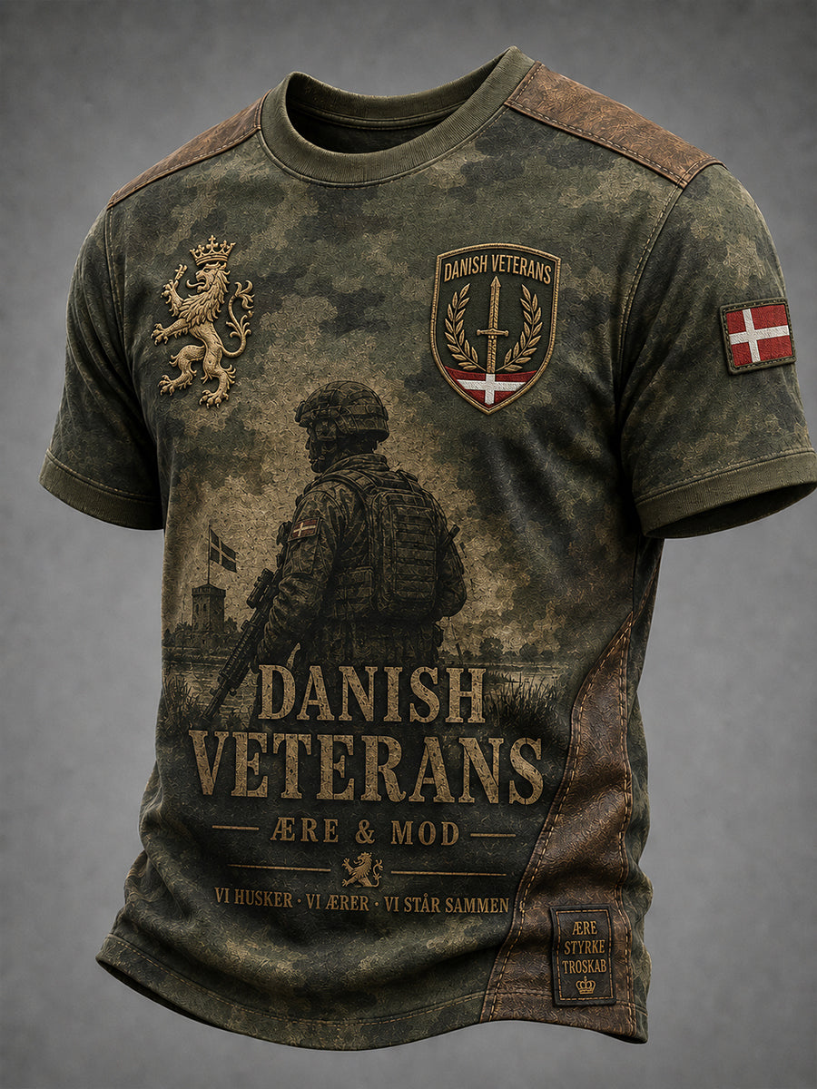 Mænds Retro militær camouflage Print kortærme T-shirt