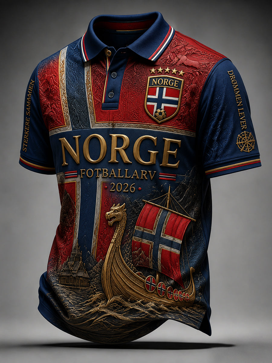 Retro 2026 Norsk fotball, klassisk Casual Polo Skjorte